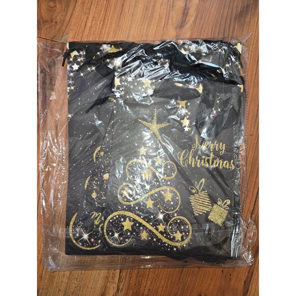 Amazaque Christmas Gift Bags Black Gold Glitter Assorted Large Medium 12pk s22